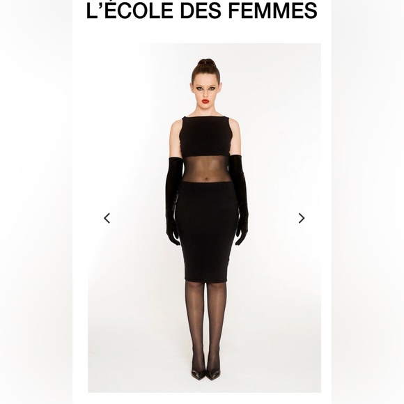 l'ecole des femmes Dresses & Skirts - NWOT L'Ecole Des Femmes Knit & Mesh Dress Modern Audrey Hepburn Vibes LBD
